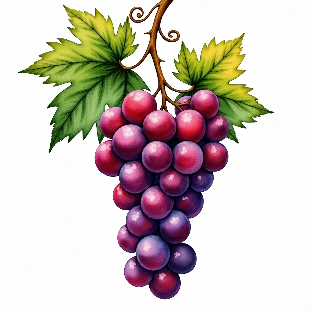 Abbuoto grape variety — Red watercolor illustration