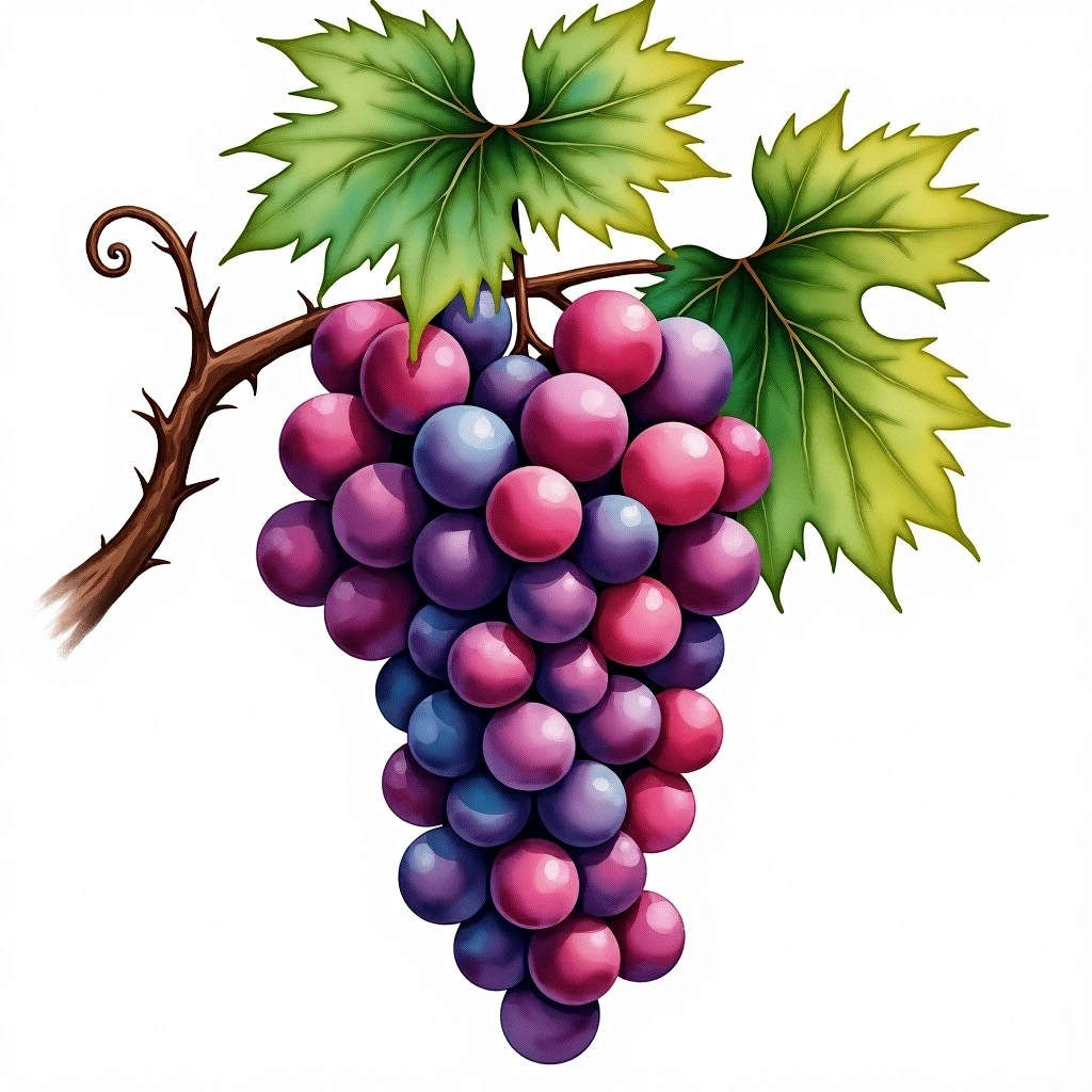 Abouriou grape variety — Red watercolor illustration