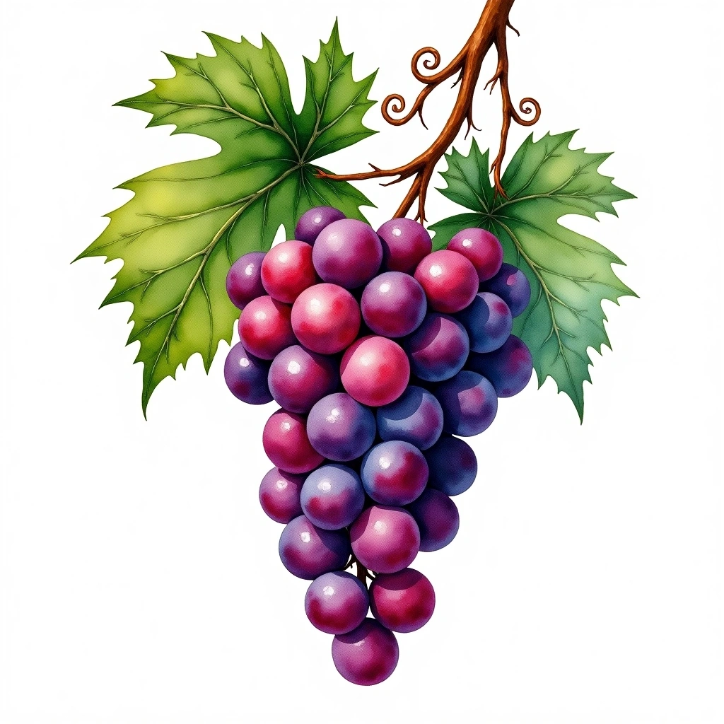 Abrostine grape variety — Red watercolor illustration