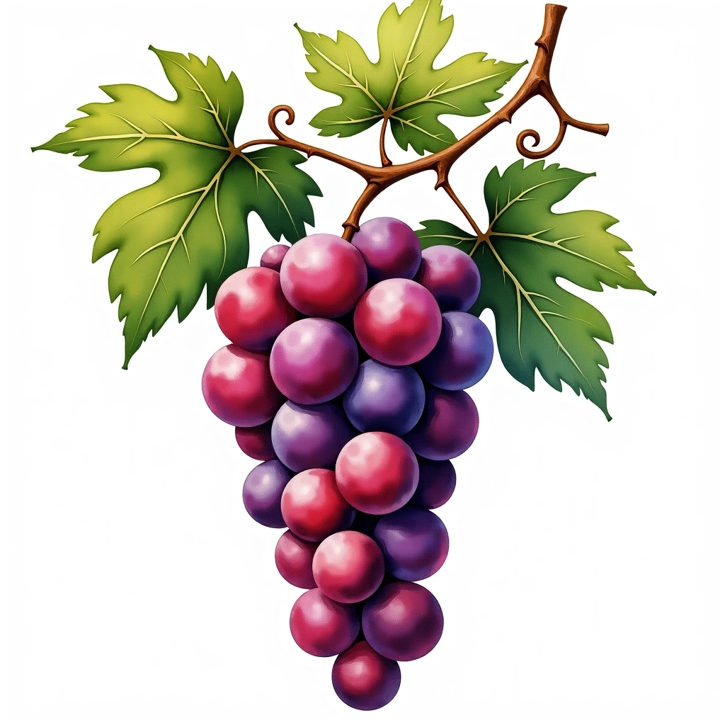 Acolon grape variety — Red watercolor illustration