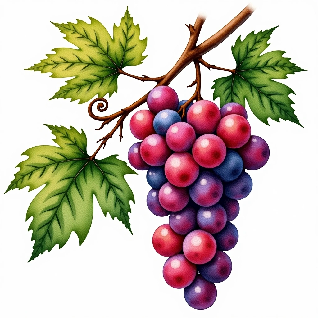 Agiorgitiko grape variety — Red watercolor illustration