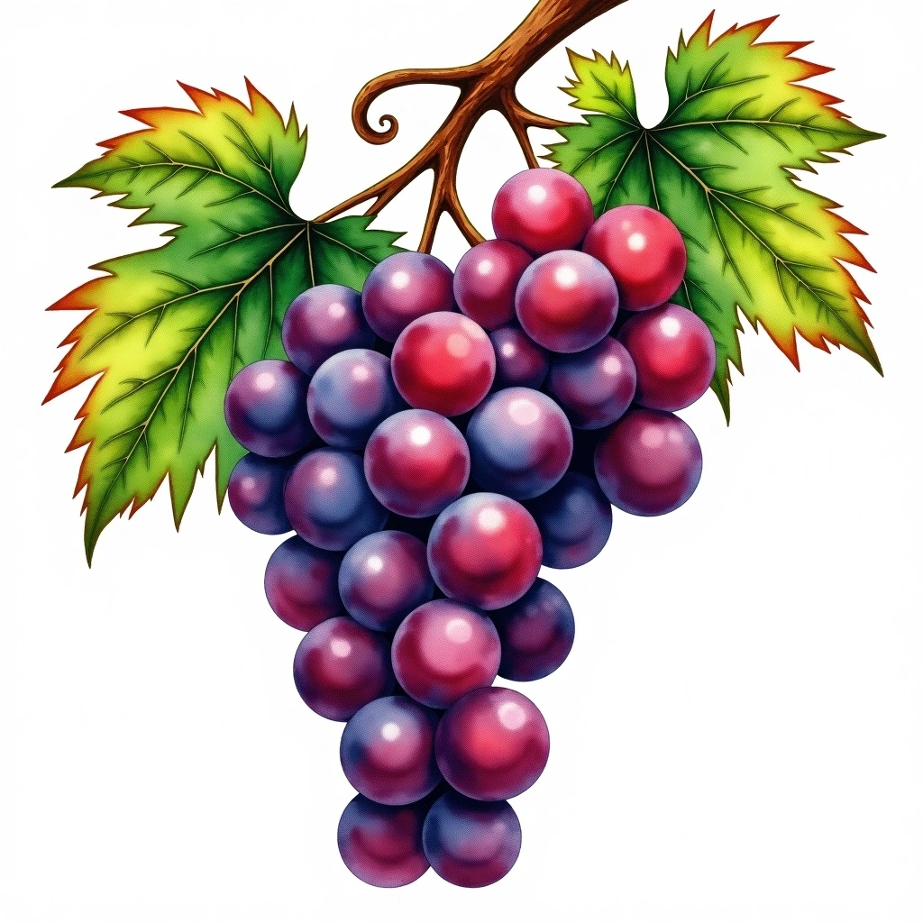 Aglianico grape variety — Red watercolor illustration