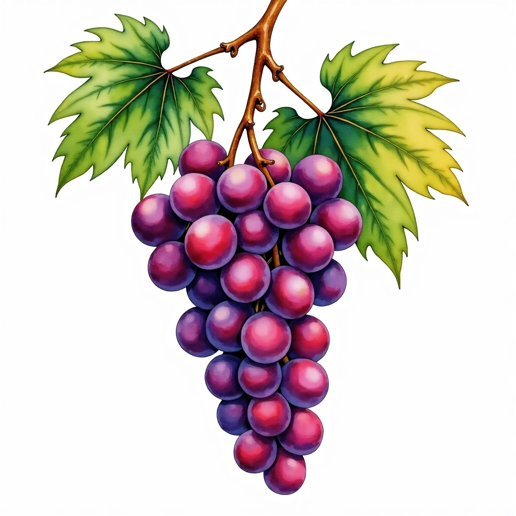 Água Santa grape variety — Red watercolor illustration