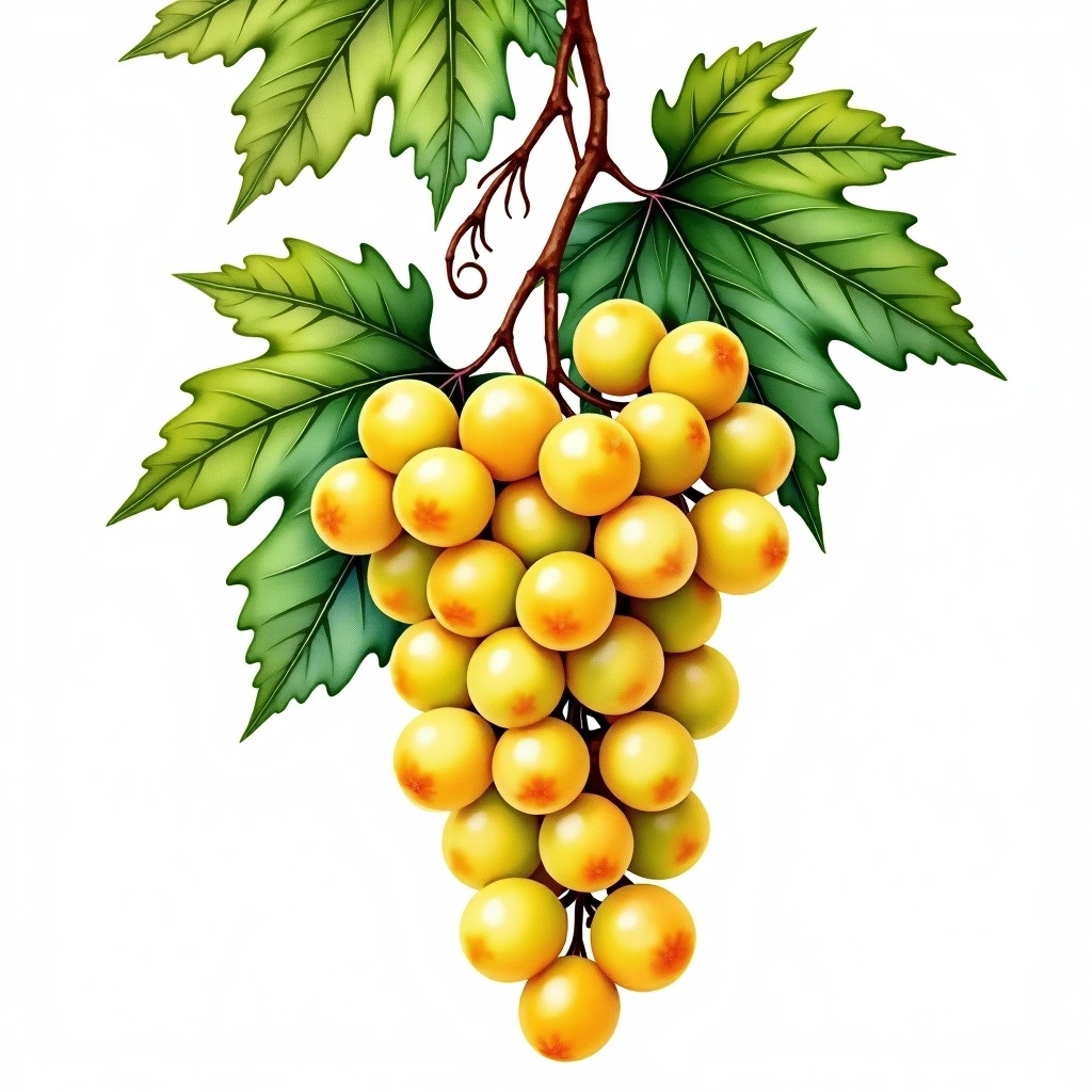 Aidani grape variety — White watercolor illustration