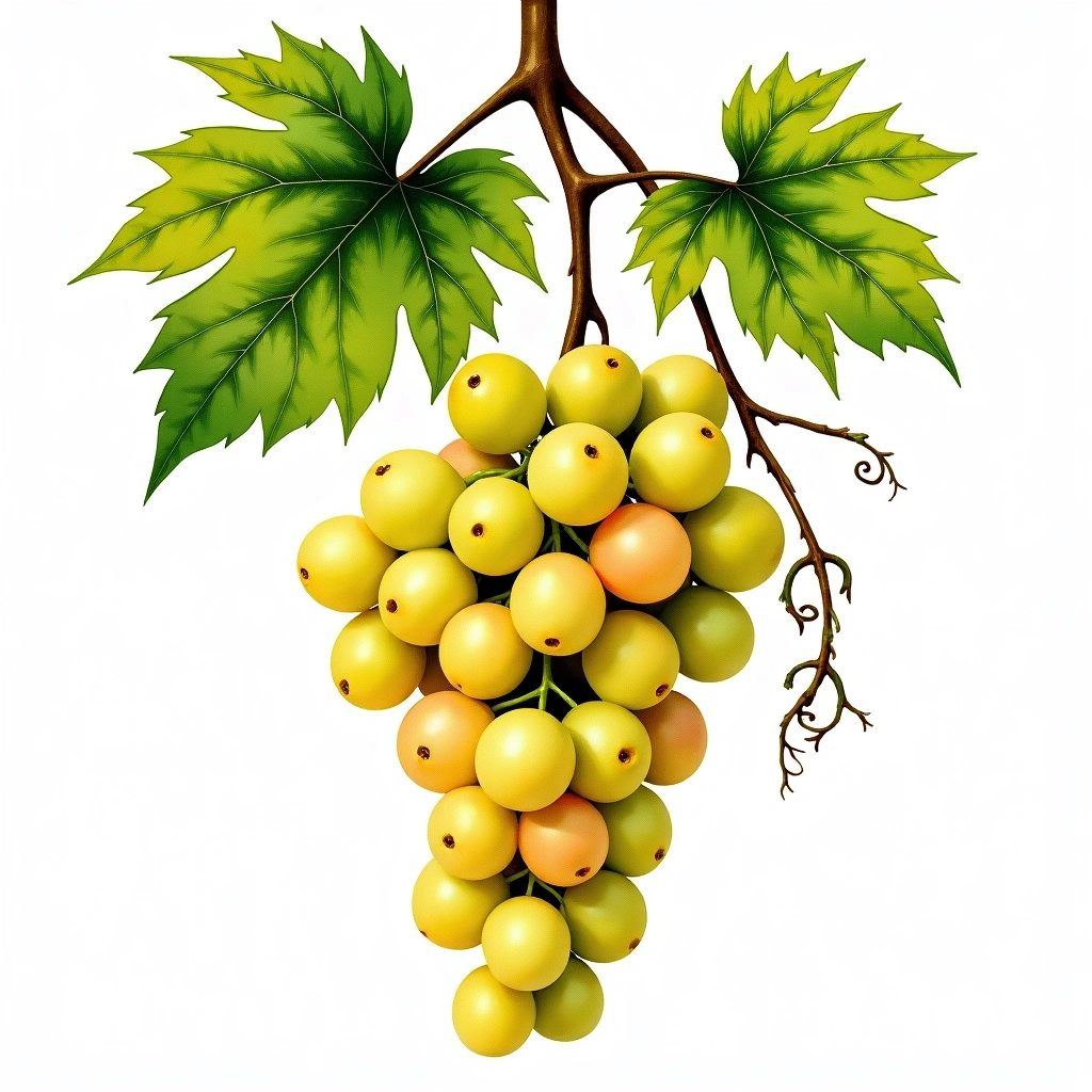 Airen grape variety — White watercolor illustration