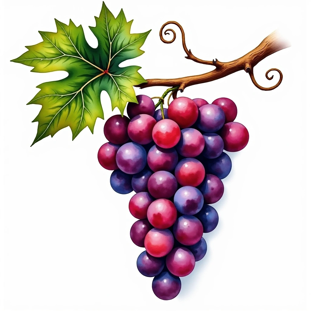 Albalonga grape variety — Red watercolor illustration
