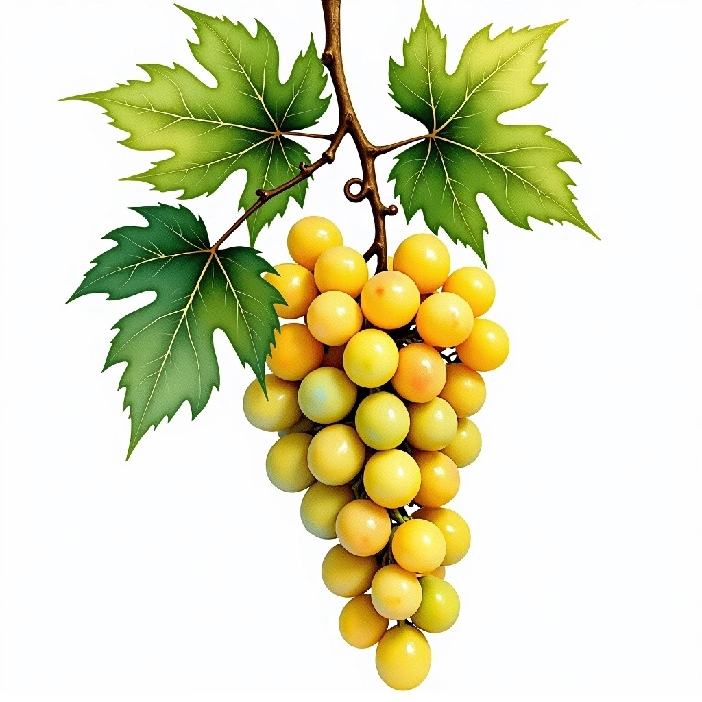 Albana grape variety — White watercolor illustration