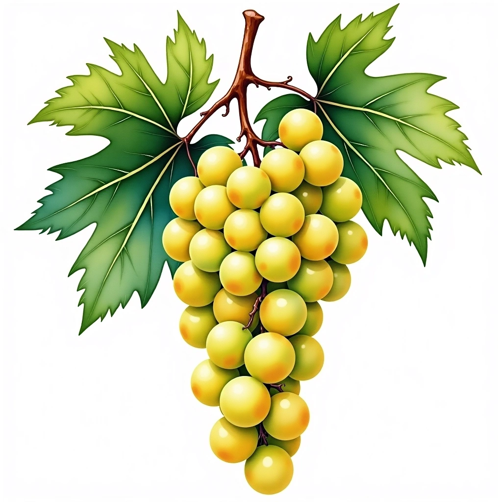 Albanella grape variety — White watercolor illustration