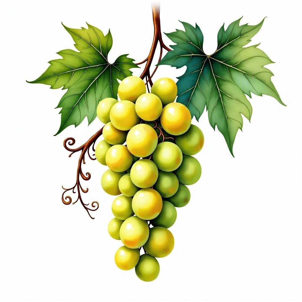 Albariño grape variety — White watercolor illustration