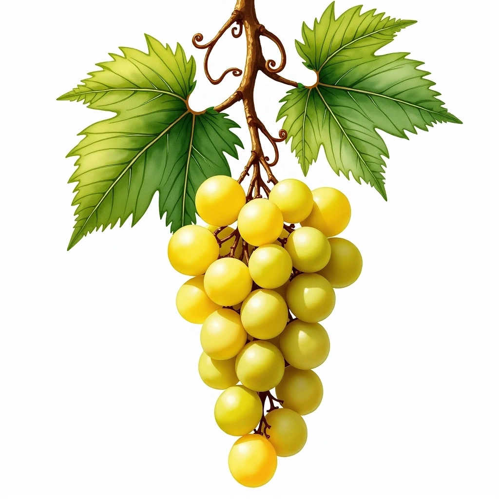 Albarola grape variety — White watercolor illustration
