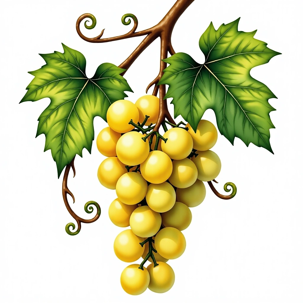 Albillo de Albacete grape variety — White watercolor illustration