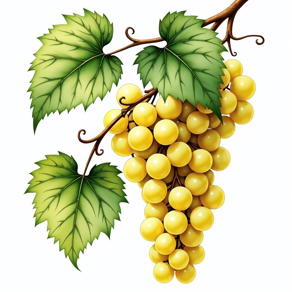 Albillo grape variety — White watercolor illustration