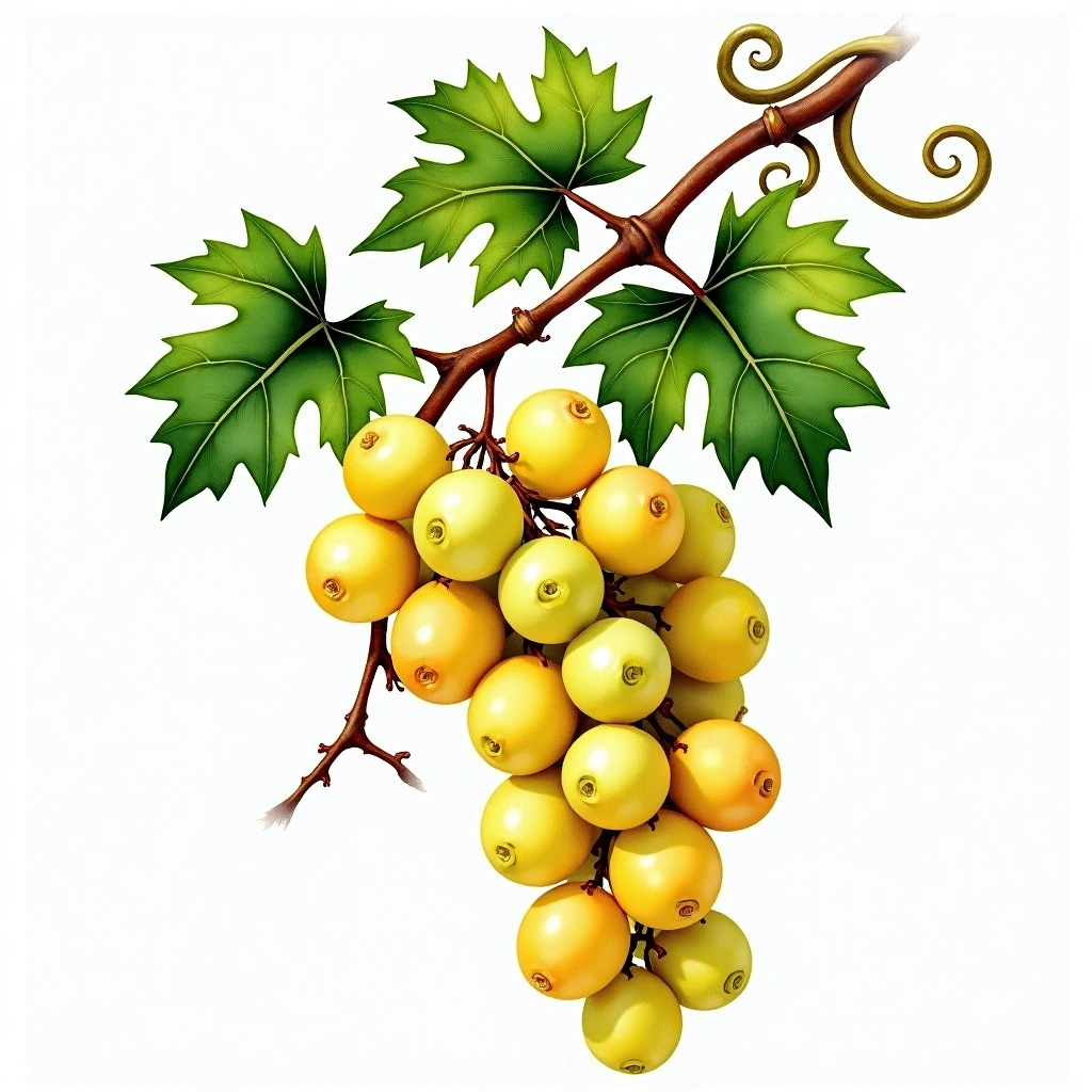 Albillo Mayor grape variety — White watercolor illustration