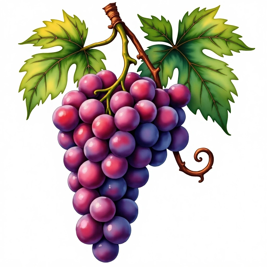 Aleatico grape variety — Red watercolor illustration