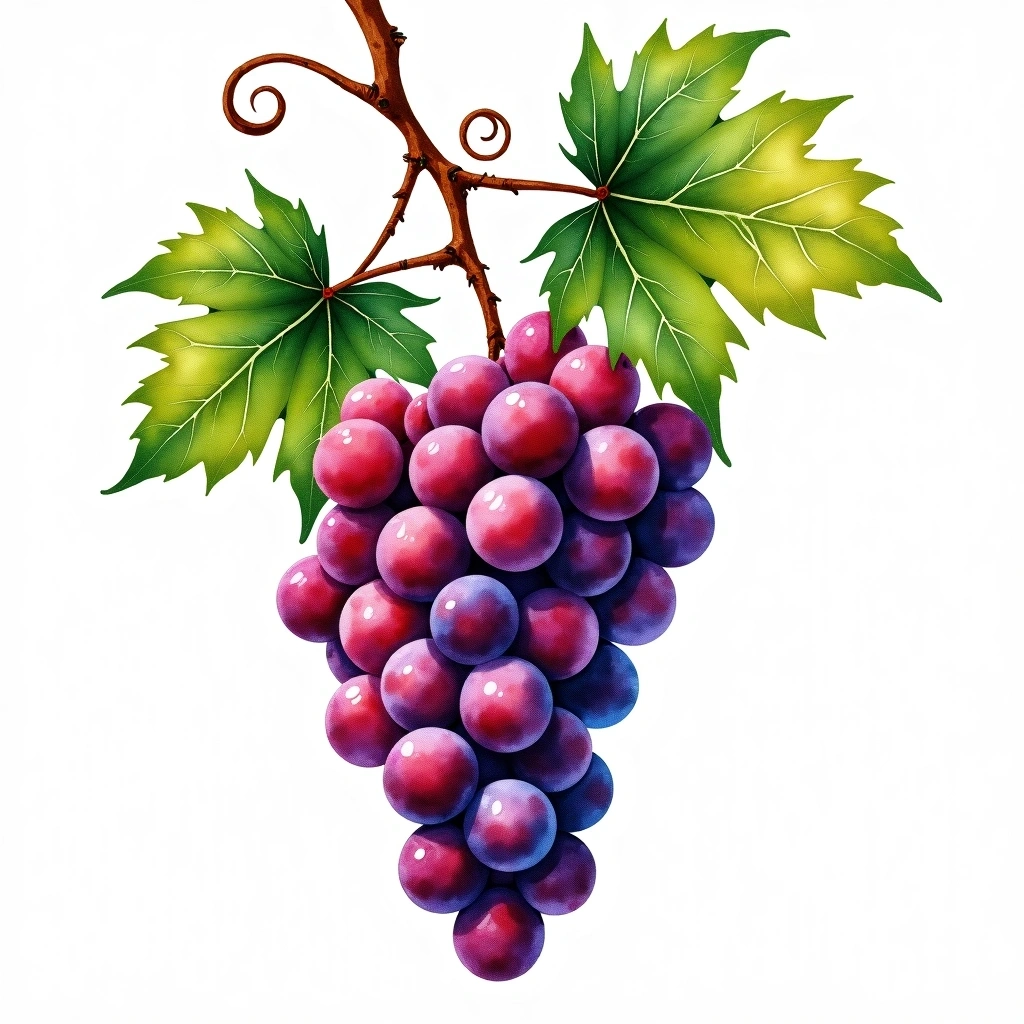 Alibernet grape variety — Red watercolor illustration
