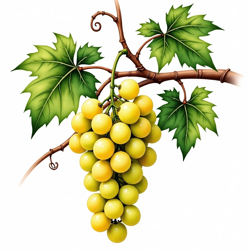 Altesse grape variety — White watercolor illustration