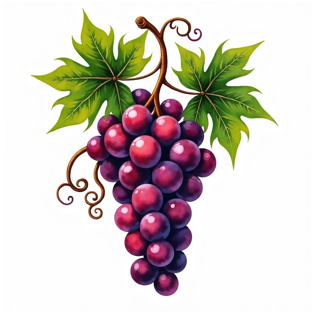 Alvarelhão grape variety — Red watercolor illustration