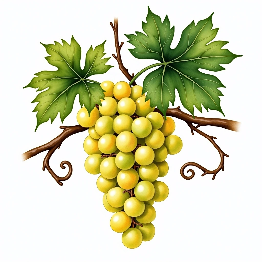 Alvarinho grape variety — White watercolor illustration