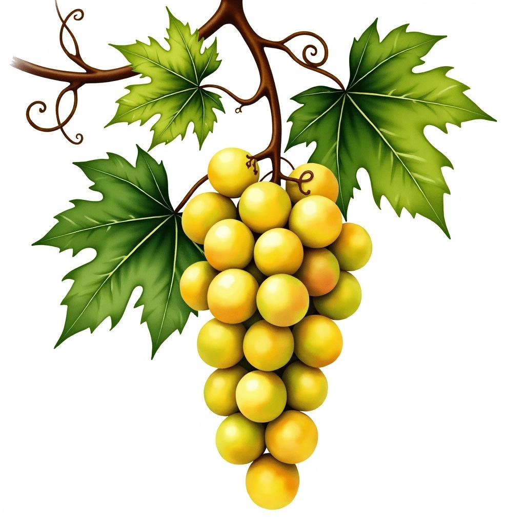 Amigne grape variety — White watercolor illustration