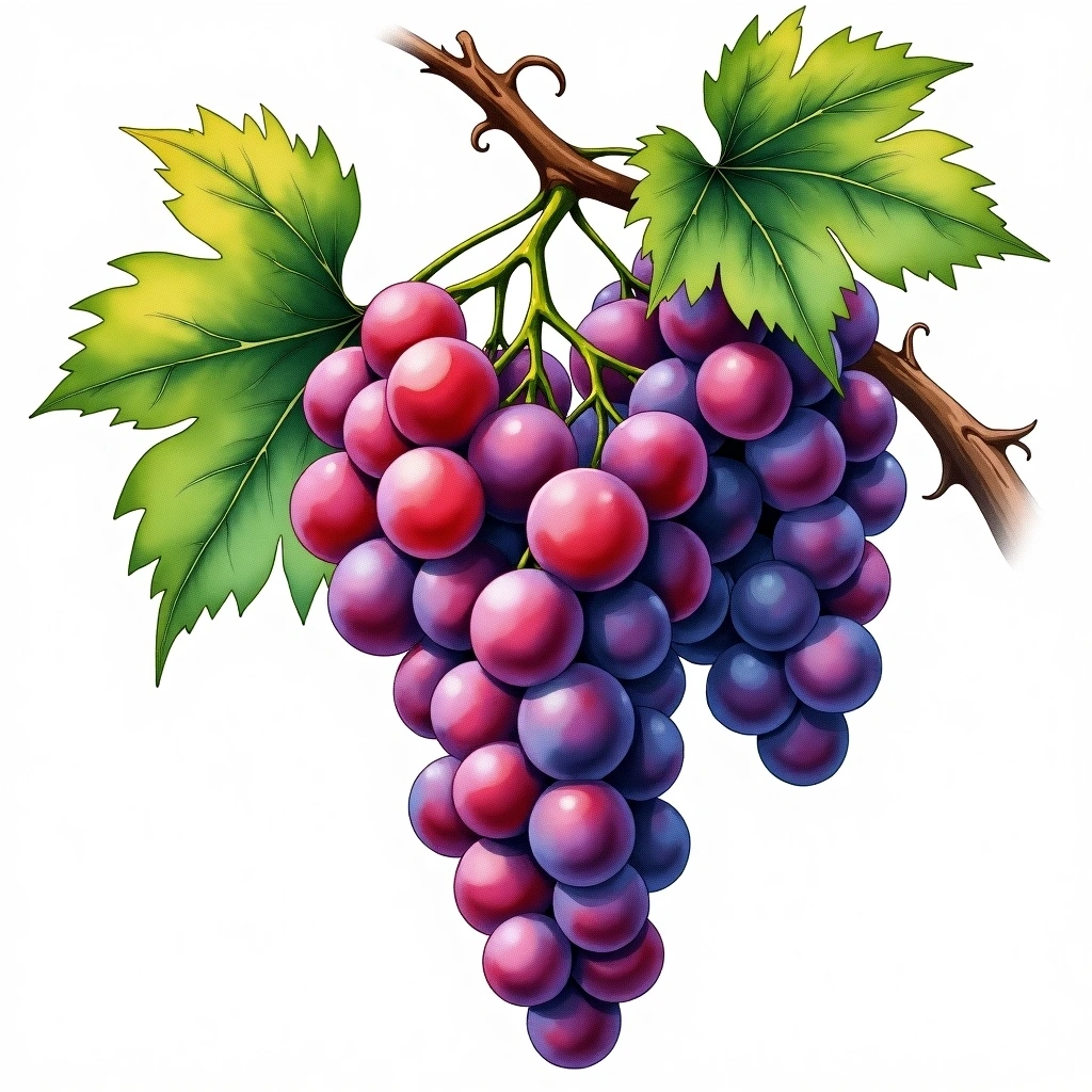 Ancellotta grape variety — Red watercolor illustration