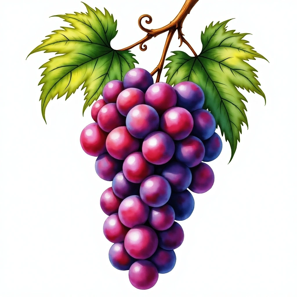 Aragonez grape variety — Red watercolor illustration