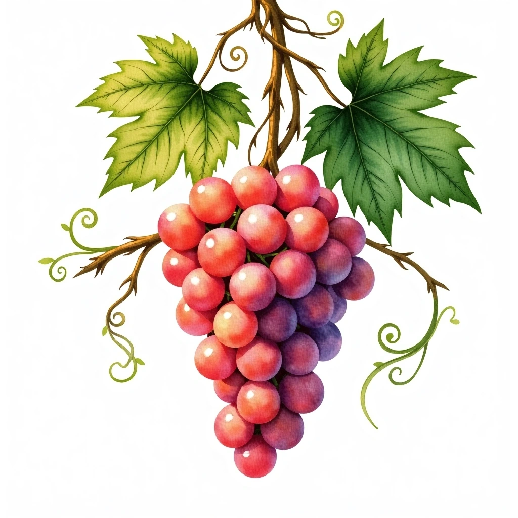 Aramon grape variety — Rosé watercolor illustration