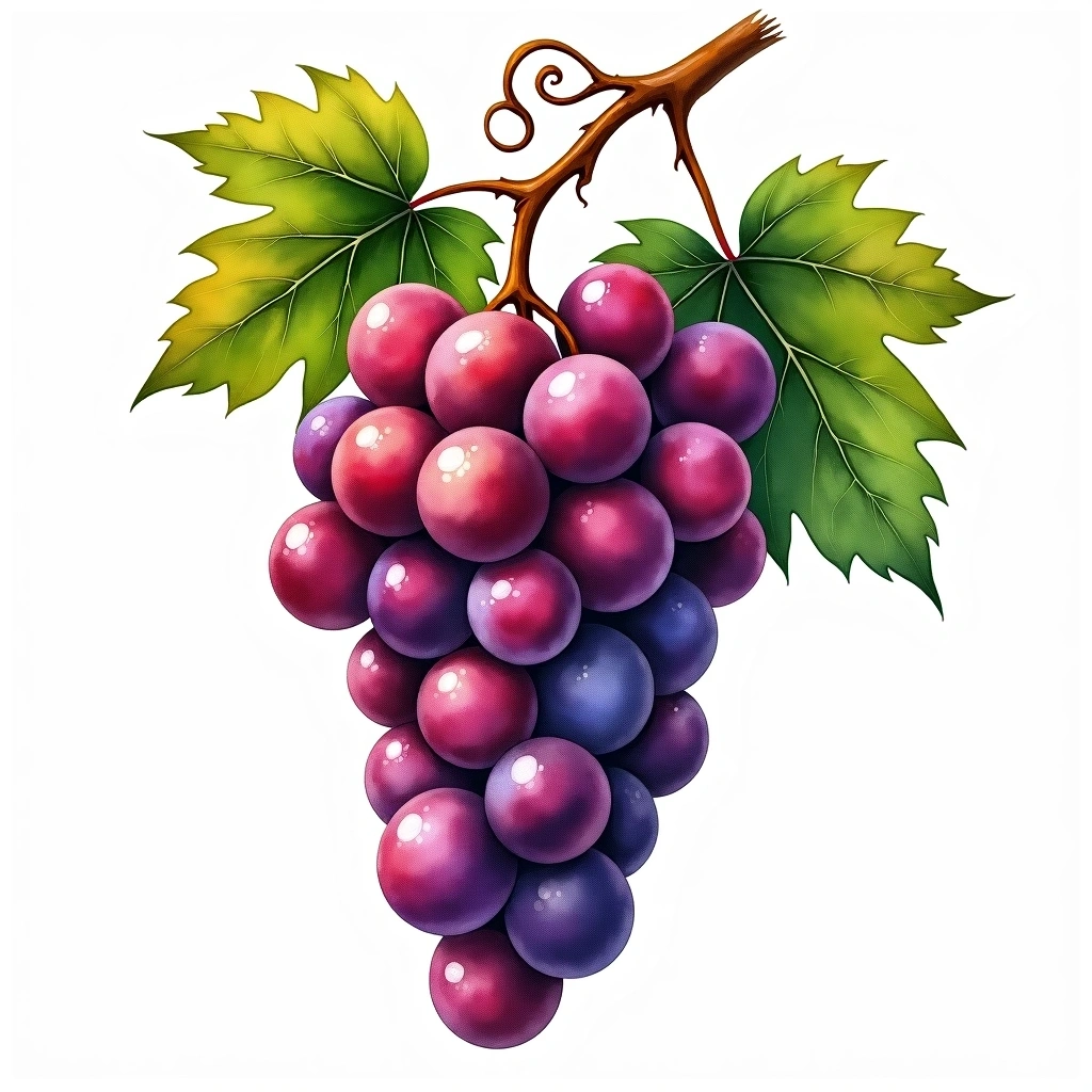 Arbane grape variety — Red watercolor illustration
