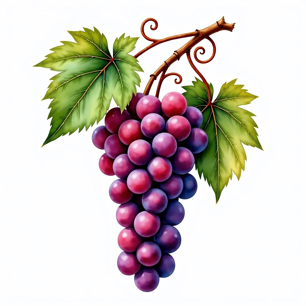 Argaman grape variety — Red watercolor illustration