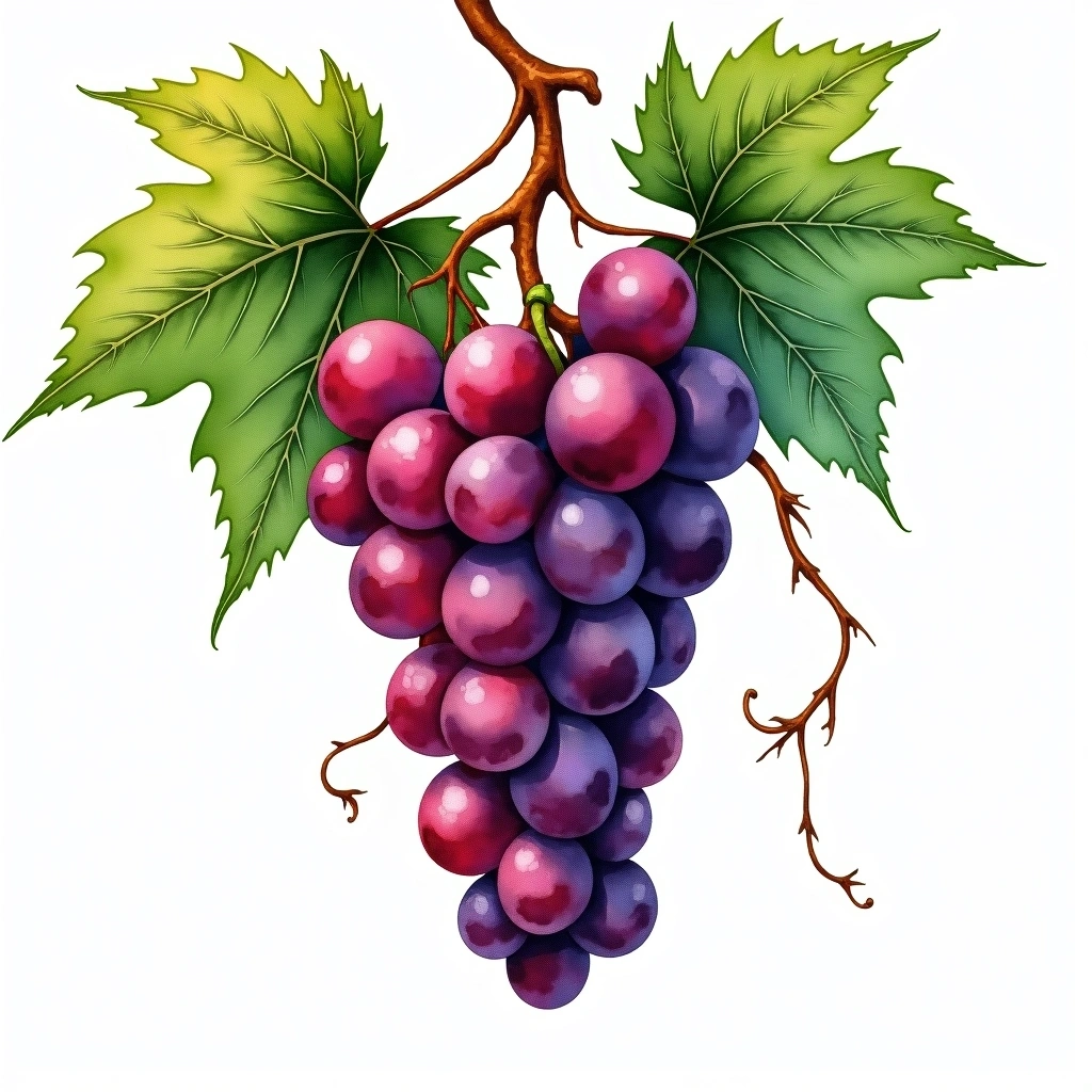 Arinarnoa grape variety — Red watercolor illustration