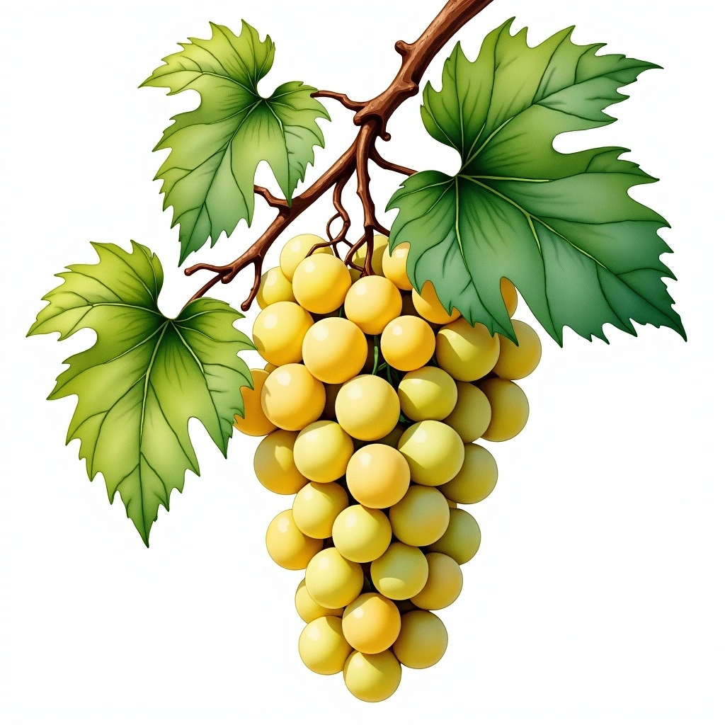 Arinto de Bucelas grape variety — White watercolor illustration