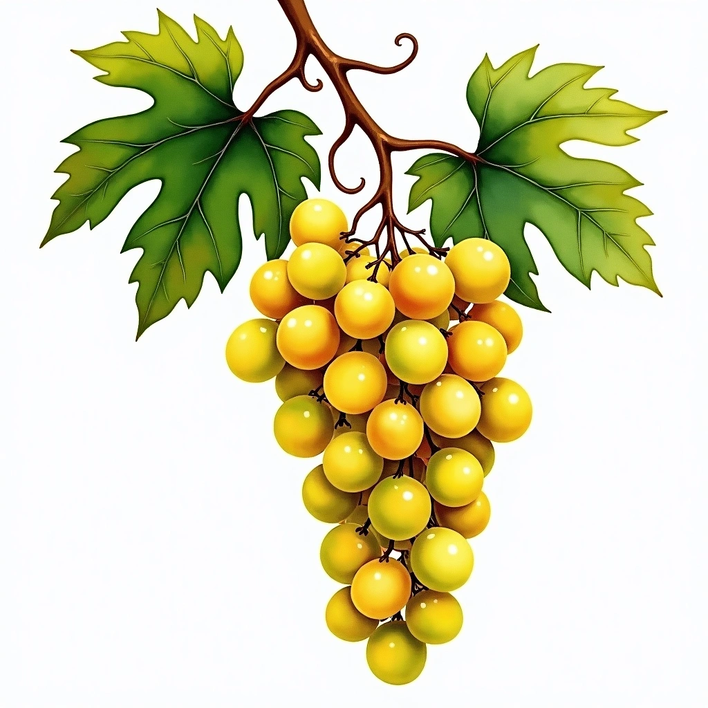 Arinto grape variety — White watercolor illustration