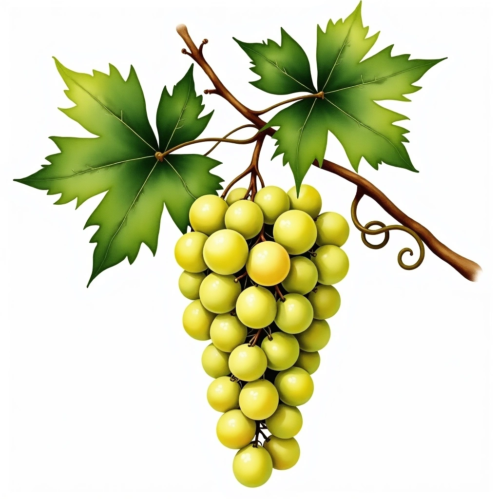 Arneis grape variety — White watercolor illustration