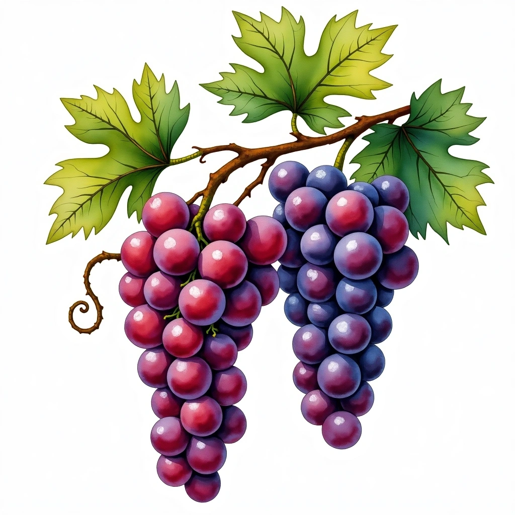 Arriloba grape variety — Red watercolor illustration