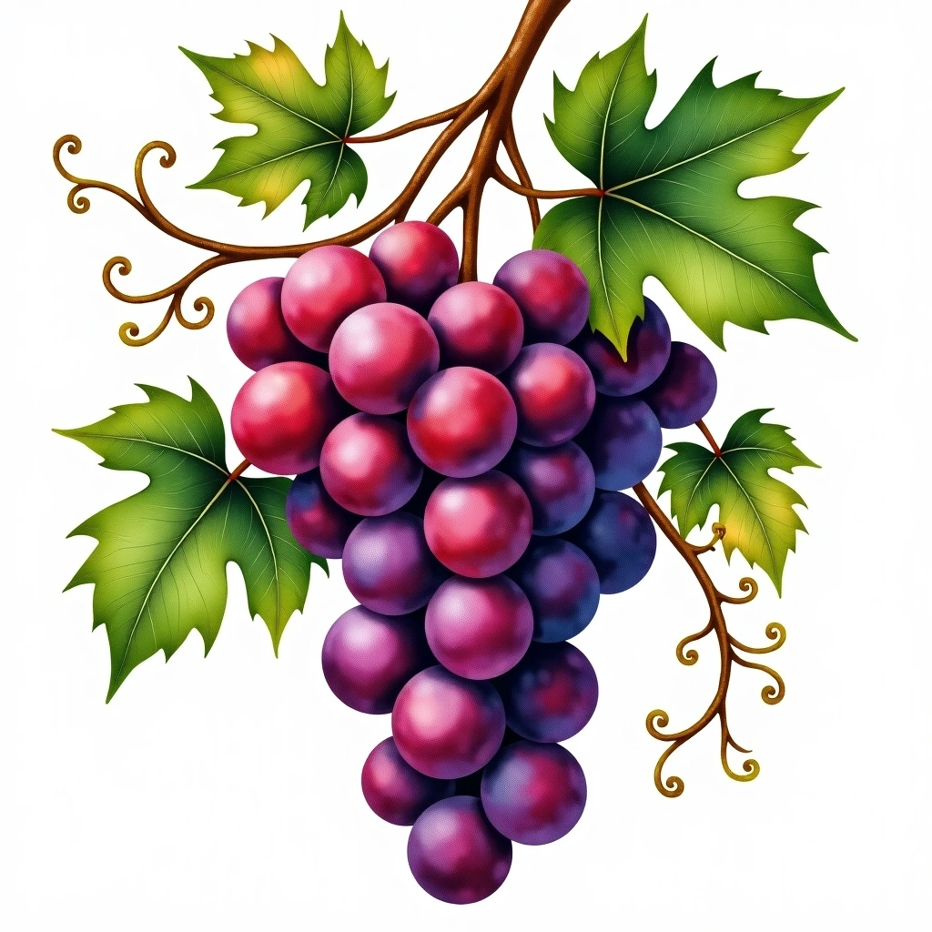 Aspiran Bouschet grape variety — Red watercolor illustration