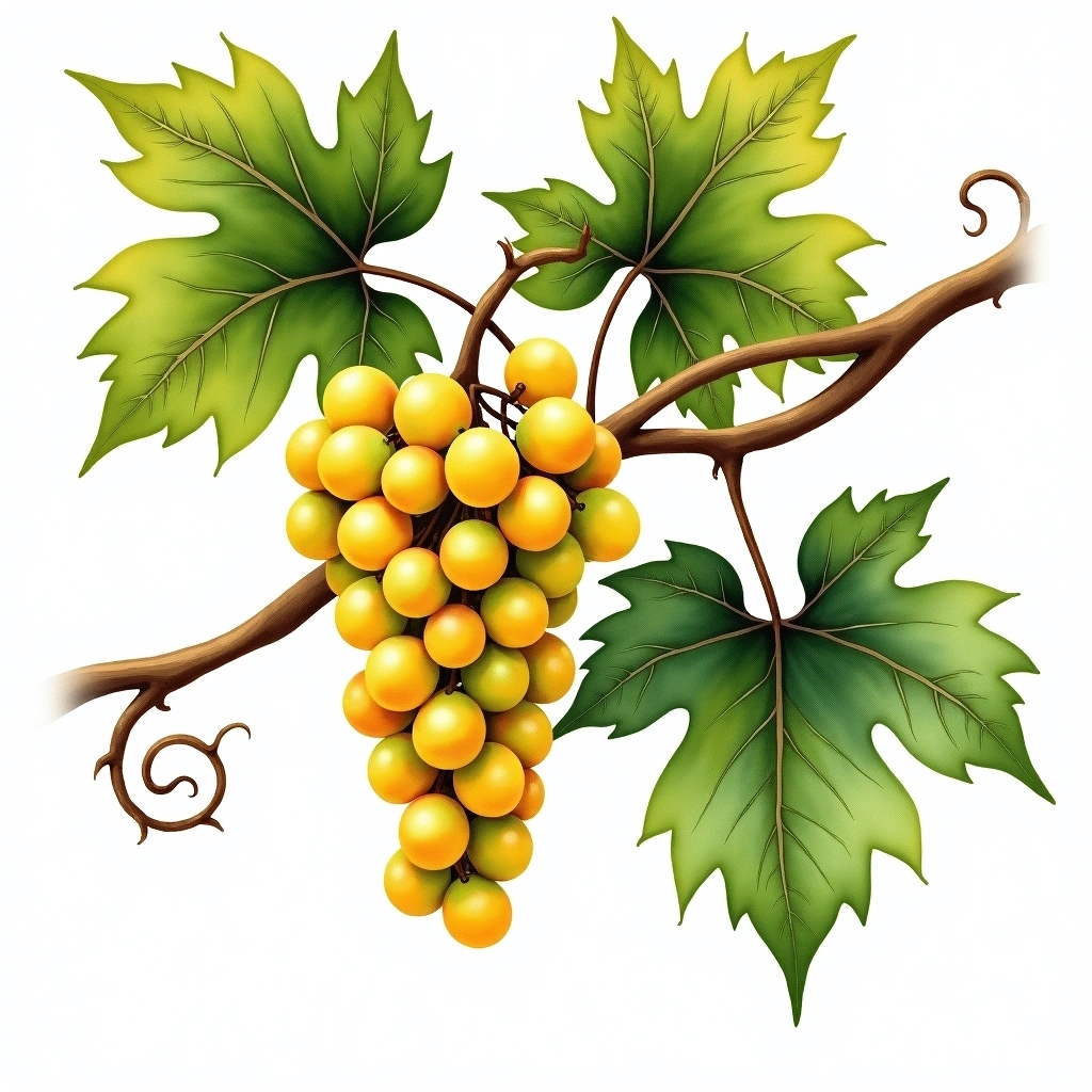 Athiri grape variety — White watercolor illustration