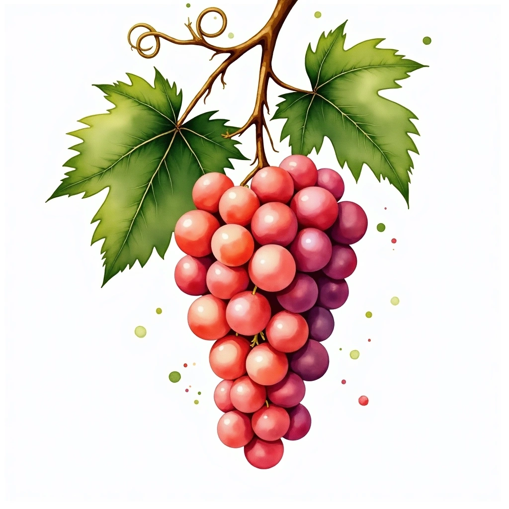 Aurore grape variety — Rosé watercolor illustration
