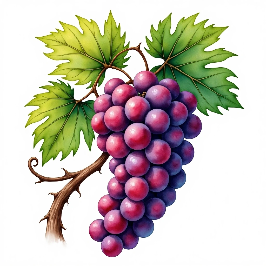 Avanà grape variety — Red watercolor illustration