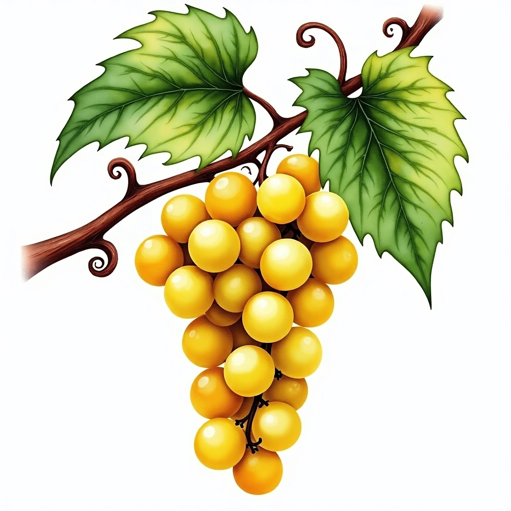 Avesso grape variety — White watercolor illustration