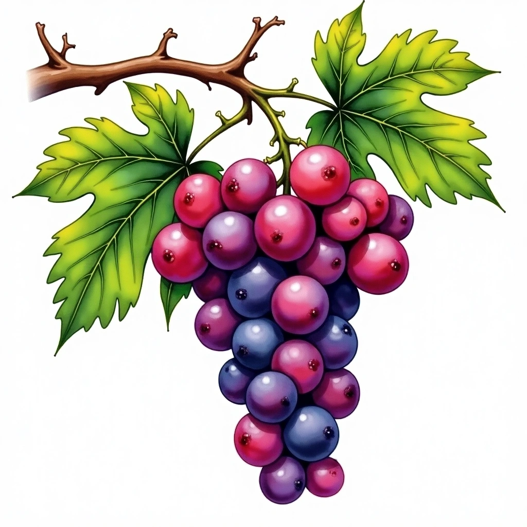 Avgoustiatis grape variety — Red watercolor illustration