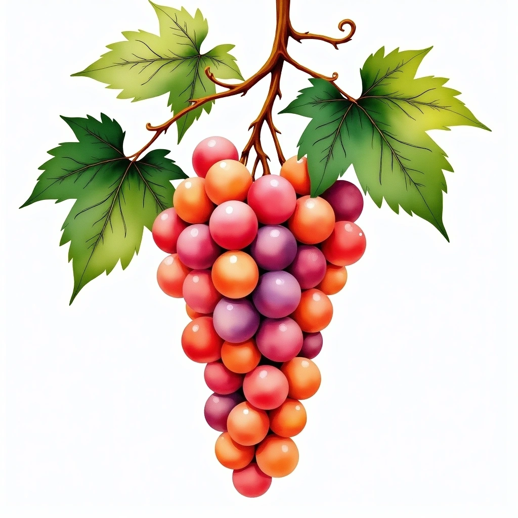 Azal Tinto grape variety — Rosé watercolor illustration