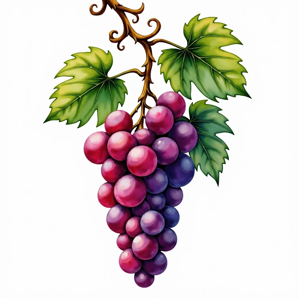 Babić grape variety — Red watercolor illustration