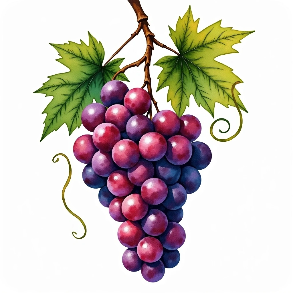 Baga grape variety — Red watercolor illustration
