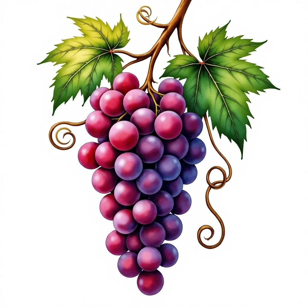 Barbarossa grape variety — Red watercolor illustration