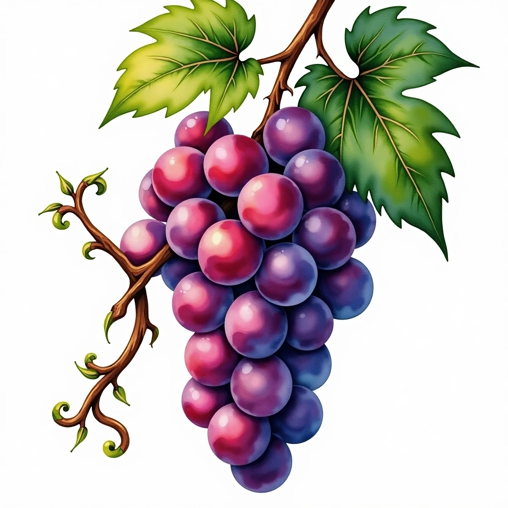 Barbera grape variety — Red watercolor illustration
