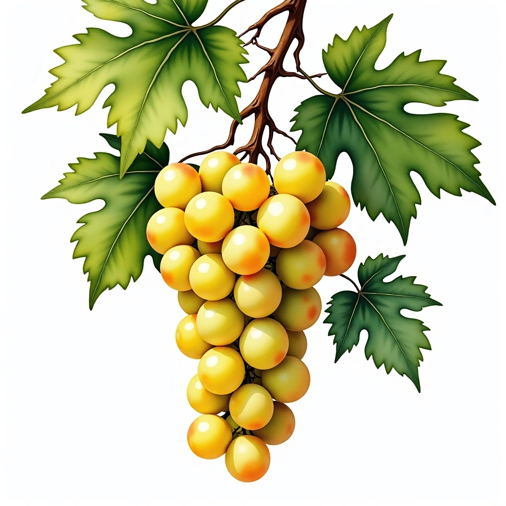 Barcelo grape variety — White watercolor illustration