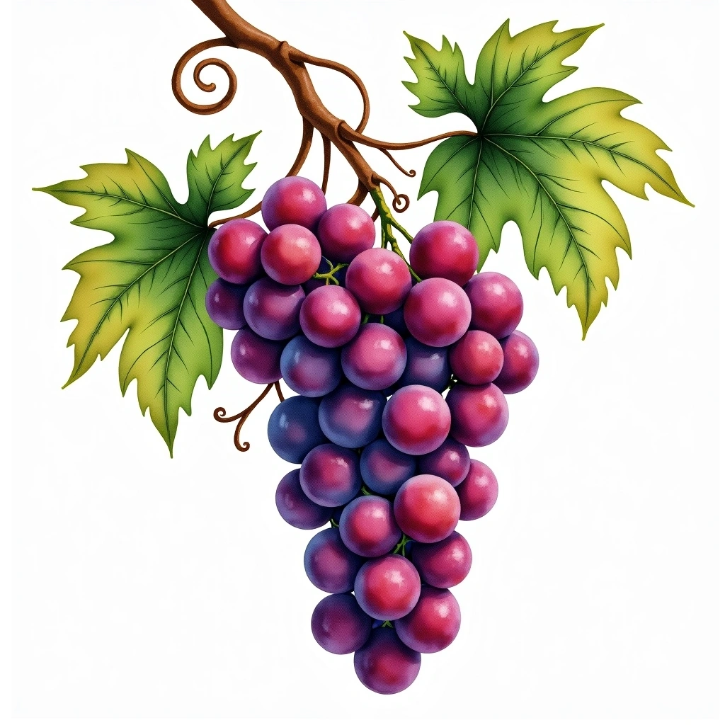 Barsaglina grape variety — Red watercolor illustration