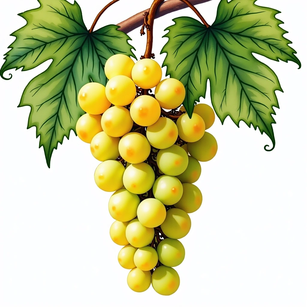 Batoca grape variety — White watercolor illustration