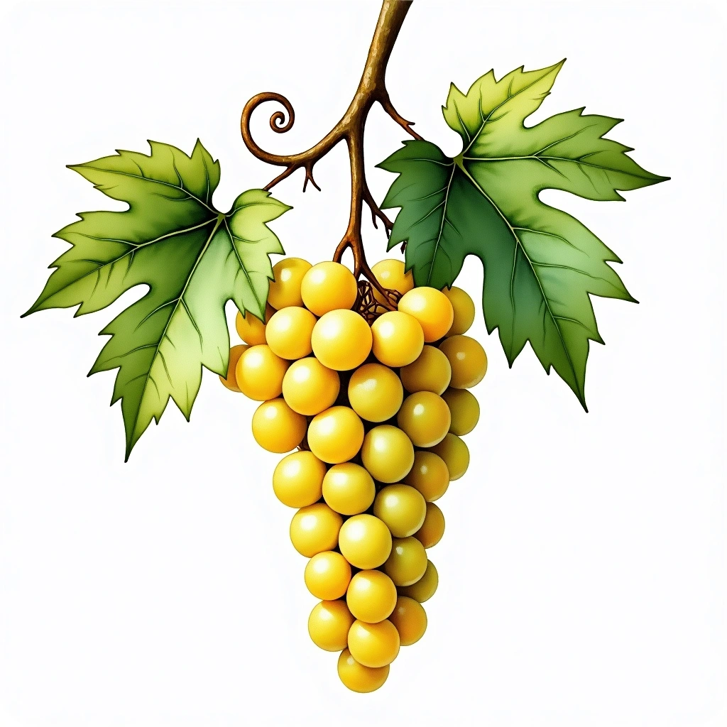 Bellone grape variety — White watercolor illustration