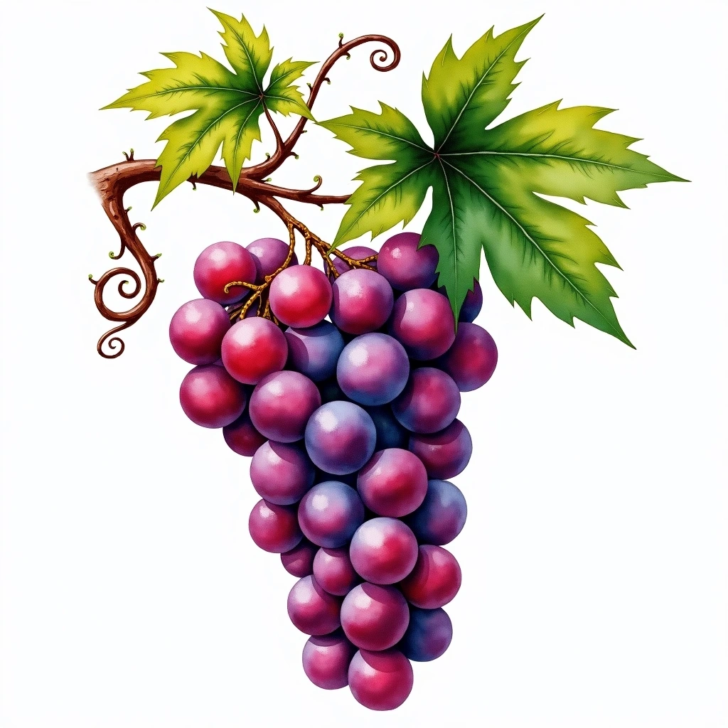 Bianca grape variety — Red watercolor illustration