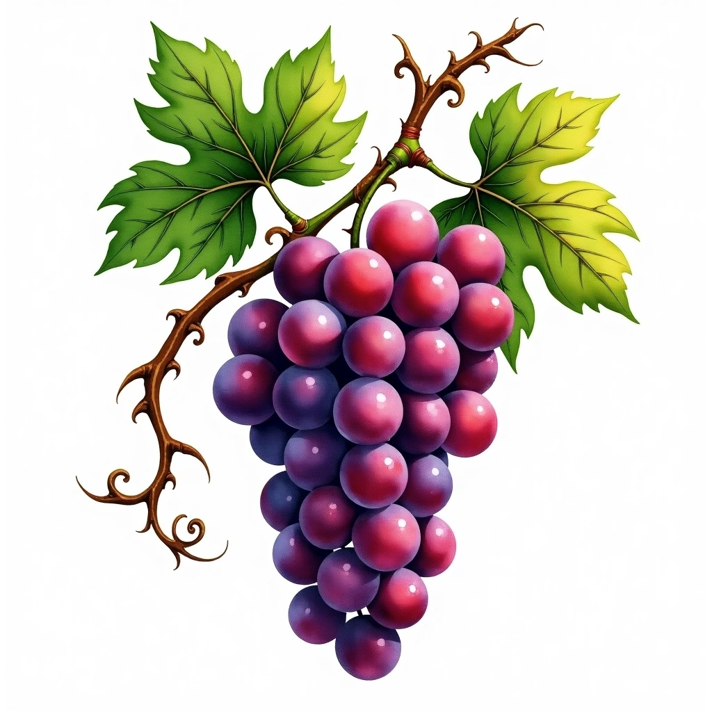 Bianchetta Trevigiana grape variety — Red watercolor illustration